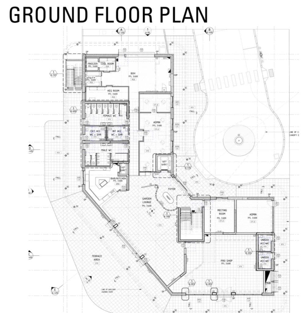 Architect's drawing of the ground floor