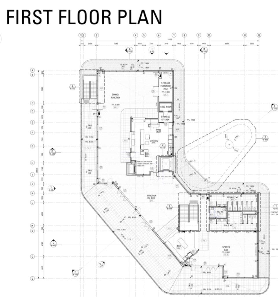 Architect's drawing of the WGC Clubhouse first floor